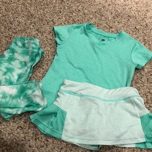3 piece set bundle green with white stripes